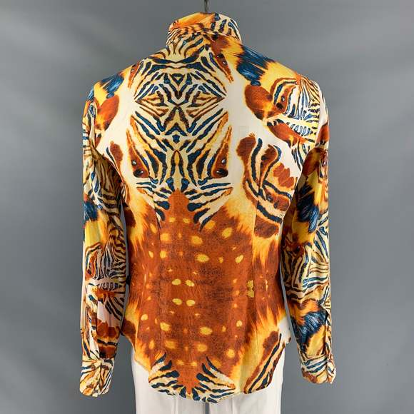 ROBERTO CAVALLI Multi-Color Print Silk button down Long Sleeve Shirt - Picture 3 of 5